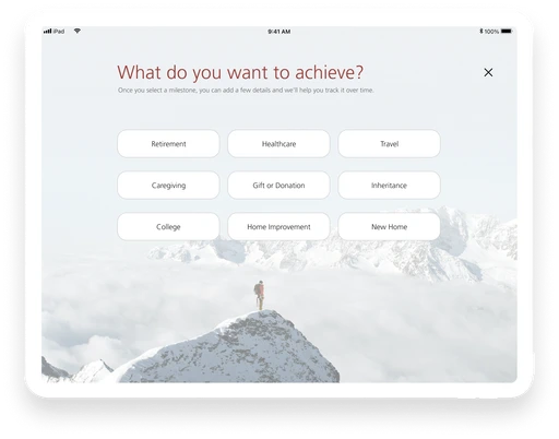 Set a milestone screen