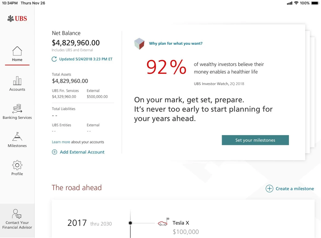 UBS revised dashboard — action cards and insights